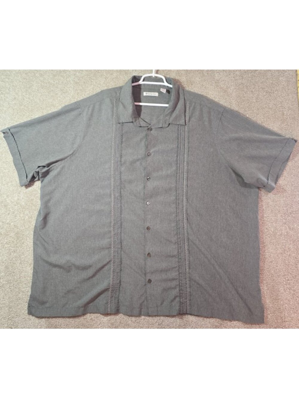 Cubavera Guayabera Camp Shirt Embroidered Panels Steeple Gray Men's 4XLT